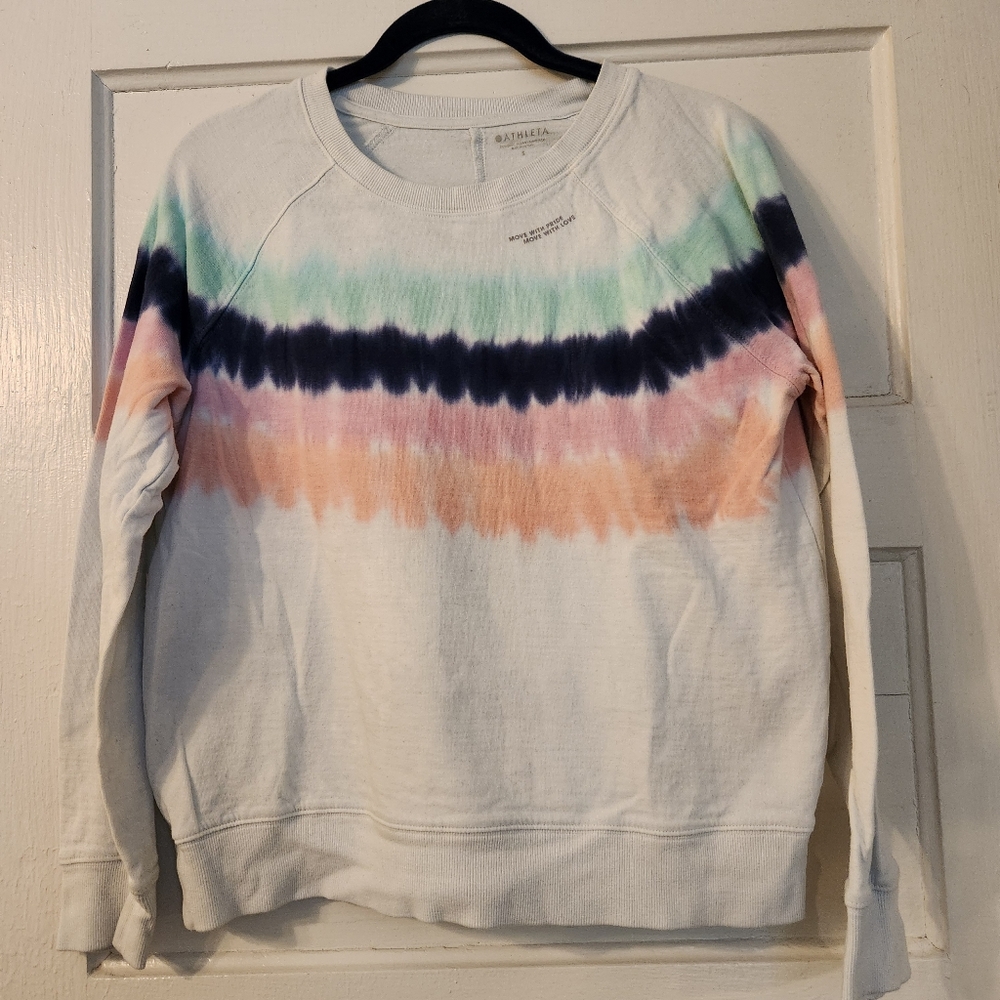 Athleta Move with Pride Sweatshirt, Rainbow Colorful Tie dye Sz Small GUC June